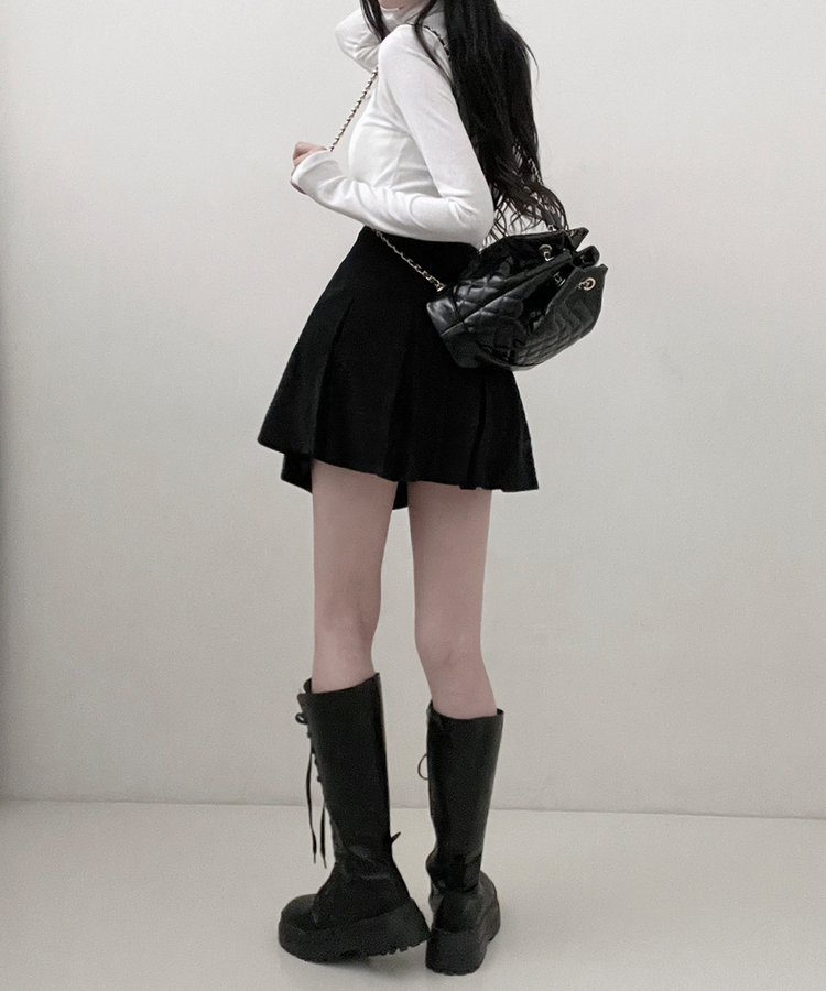 러블리코듀로이골덴플리츠미니스커트 블랙