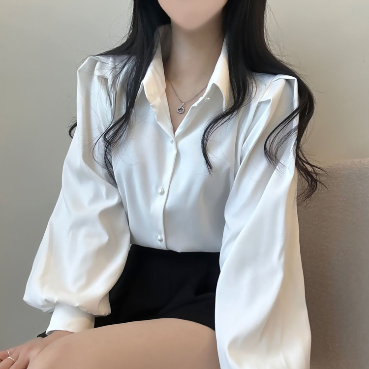 パールボタンバルーンスリーブシャツ5色｜シャツ｜韓国ファッション