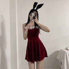 サンタガールフレアベルベットミニワンピース｜ミニワンピース｜韓国