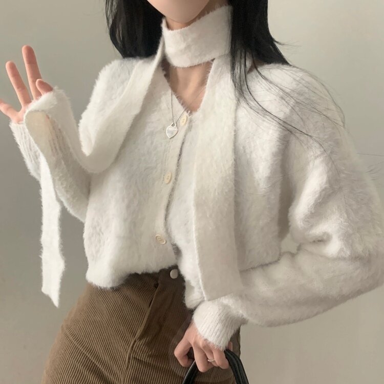 アンゴラニットカーディガン CLANE - アンゴラニットカーディガン - ANGORA SHORT KNIT CARDIGAN