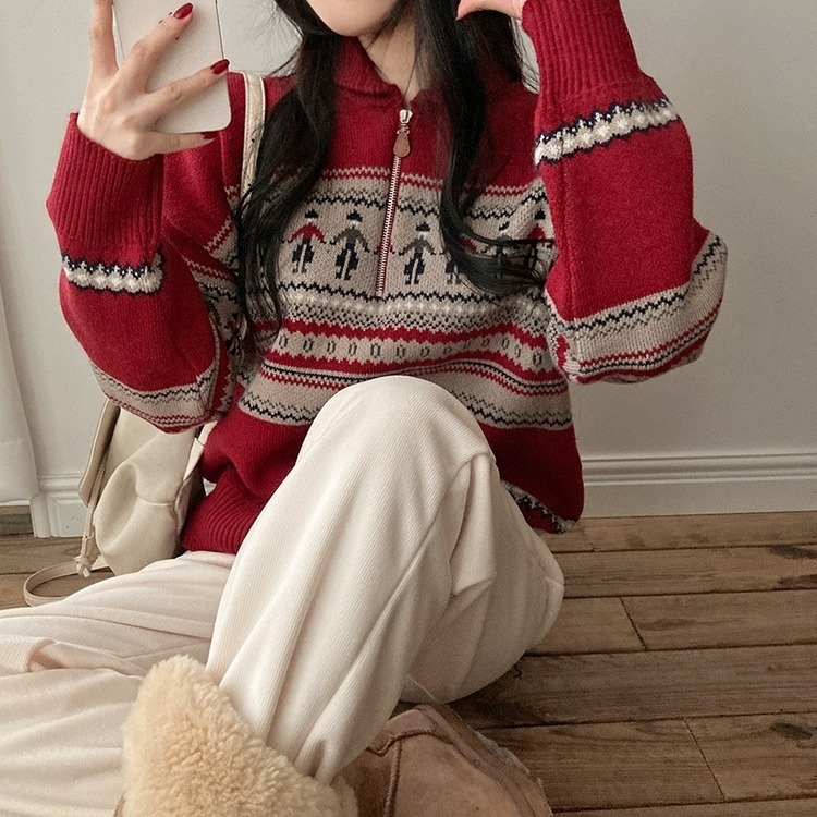 ☆20%割引☆SANTAFE ハーフジップセーター L