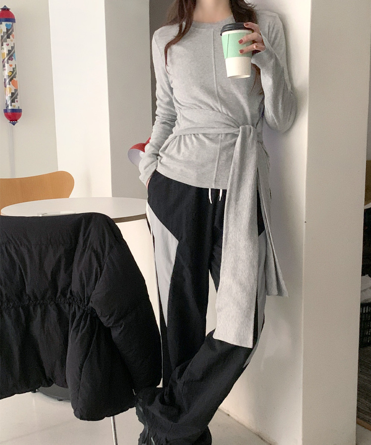 アレンジウエストリボン長袖Tシャツ｜長袖Tシャツ｜韓国ファッション