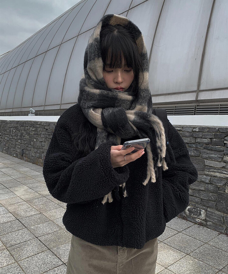 더브 체크 도톰 머플러