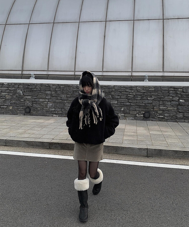 더브 체크 도톰 머플러