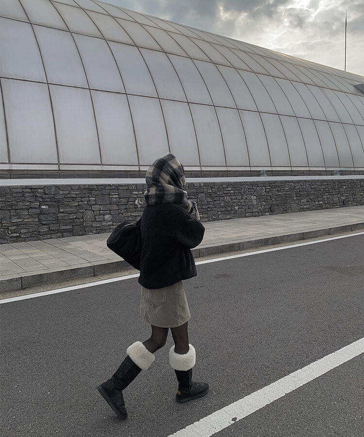 더브 체크 도톰 머플러