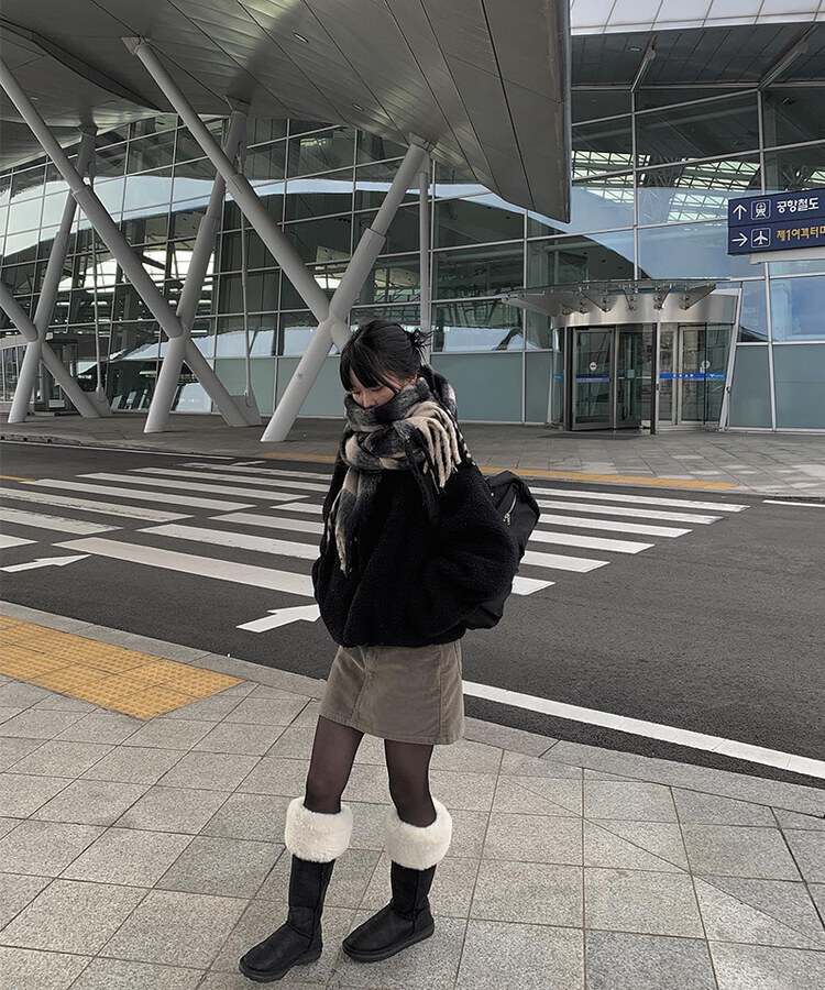 더브 체크 도톰 머플러