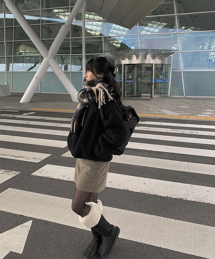 더브 체크 도톰 머플러