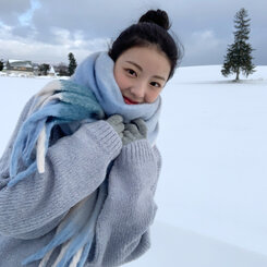 チェックマフラー Blue