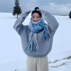 チェックマフラー Blue