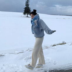 チェックマフラー Blue