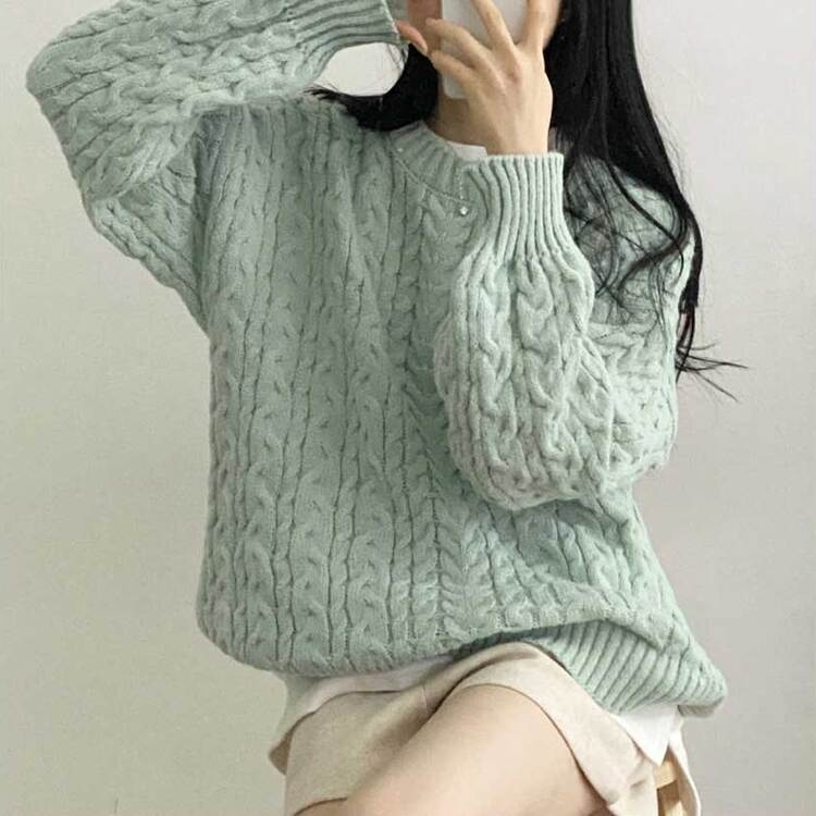 ニット バルーンスリーブルーズラウンドニット MINT