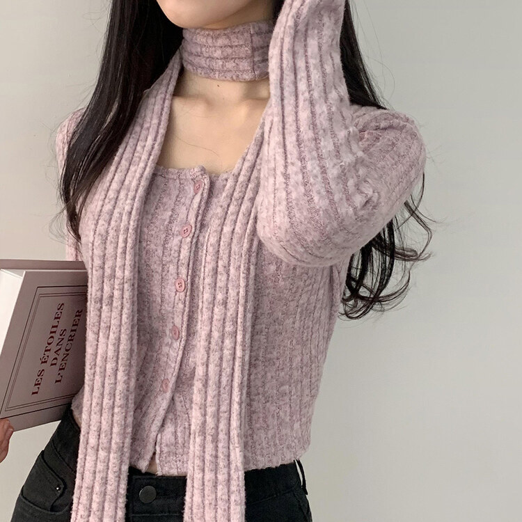 SENNE choker rib knit cardiganチョーカーリブニット choker rib knit cardigan（チョーカーリブニットカーディガン