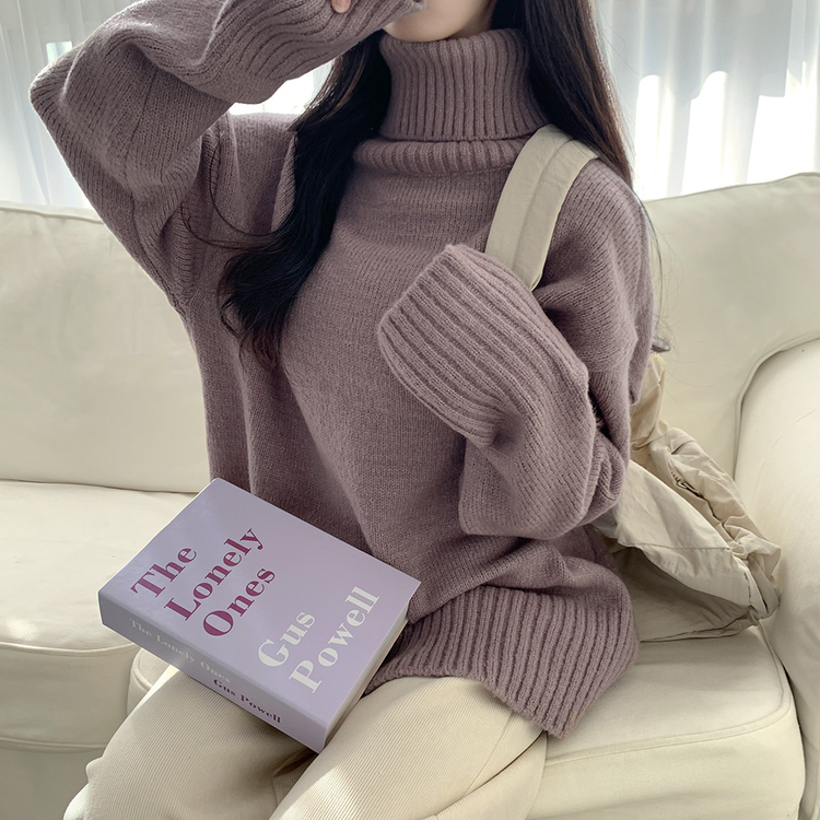 【新品未着用】PICONE 濃紺　ウールニット ロングニット タートルネック el alto】エキストラファインウール タートルネックニット