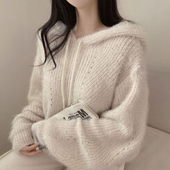 新品★96,800円 冬 パーリーゲイツ シャギーニットパーカー＆スカート 1 パンチングポイントシャギーニットルーズパーカー｜フード｜韓国