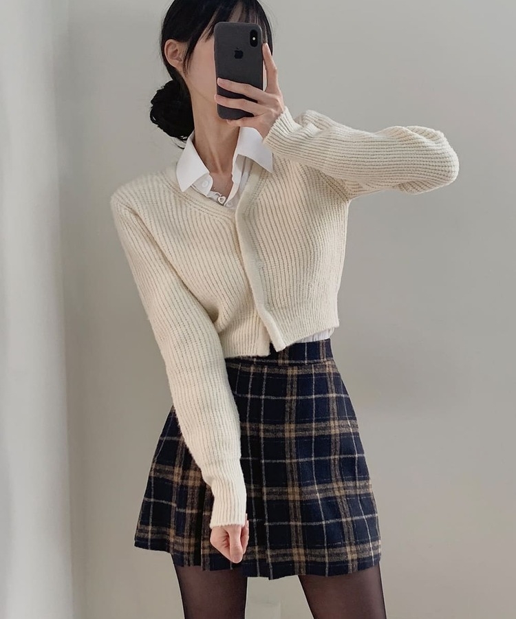 クロップショートニットカーディガン6色｜カーディガン｜韓国