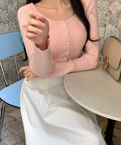 パールボタンカーディガン Light Pink