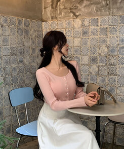 パールボタンカーディガン Light Pink