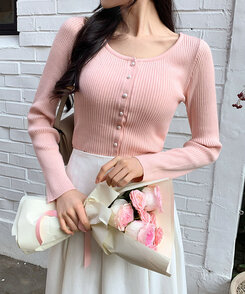 パールボタンカーディガン Light Pink