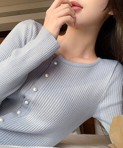 パールボタンカーディガン Sky Blue