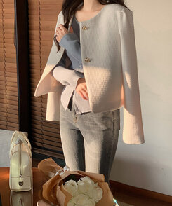 パールボタンカーディガン Sky Blue