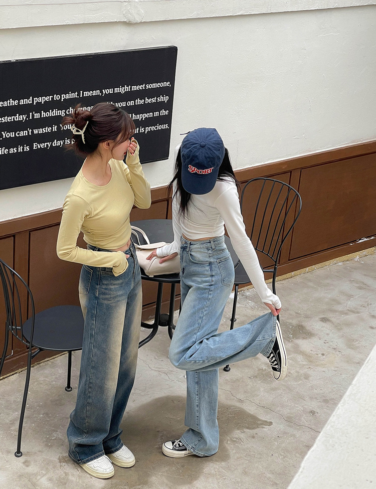 [숏,롱/S~XL/4컬러] 하체커버 워싱 하이웨스트 와이드 데님 팬츠 연청