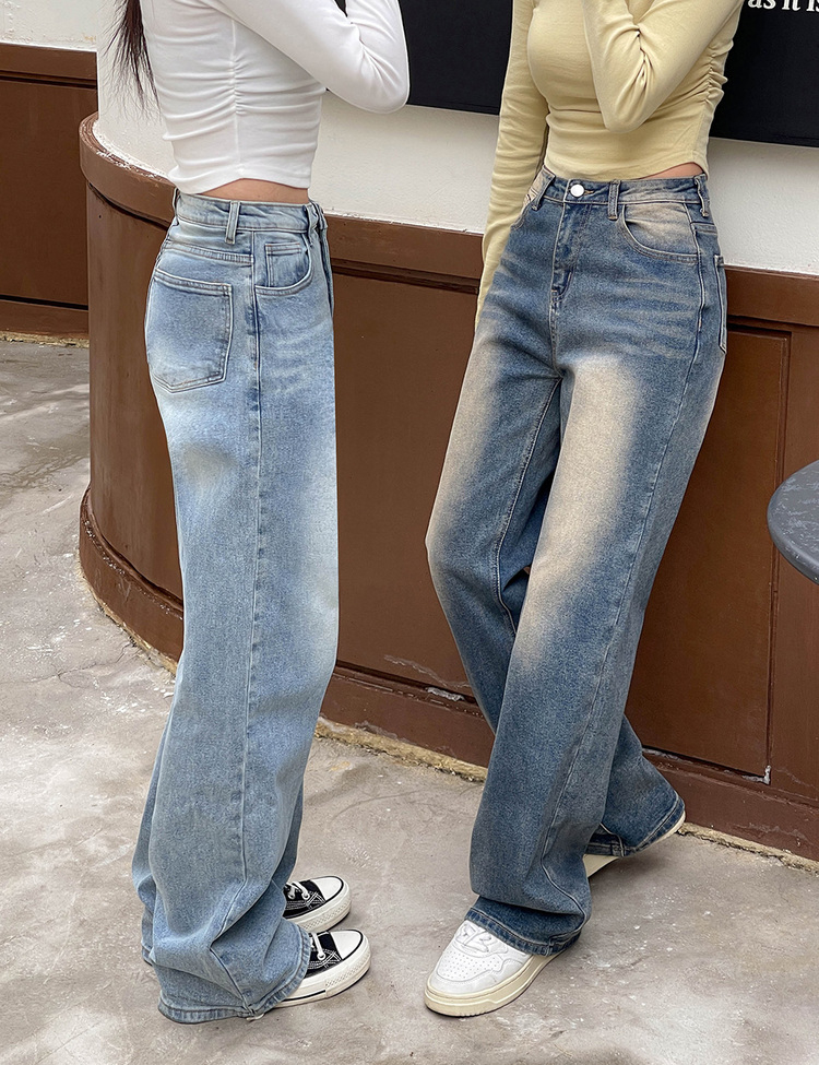 [숏,롱/S~XL/4컬러] 하체커버 워싱 하이웨스트 와이드 데님 팬츠 연청