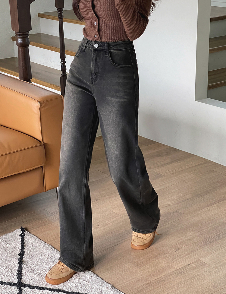 [숏,롱/S~XL/4컬러] 하체커버 워싱 하이웨스트 와이드 데님 팬츠 다크옐로우