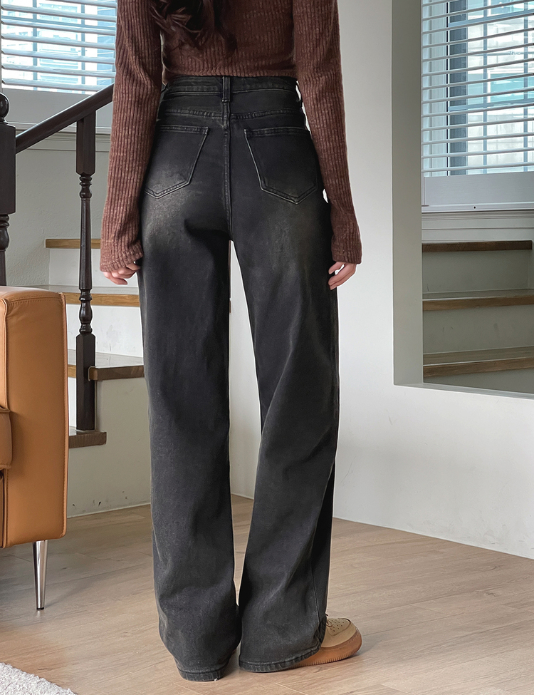 [숏,롱/S~XL/4컬러] 하체커버 워싱 하이웨스트 와이드 데님 팬츠 다크옐로우