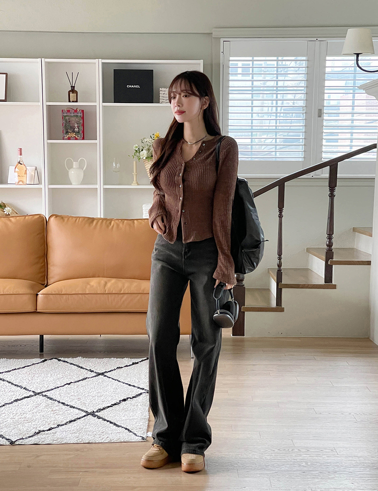 [숏,롱/S~XL/4컬러] 하체커버 워싱 하이웨스트 와이드 데님 팬츠 다크옐로우