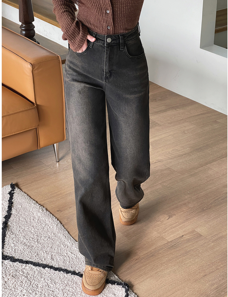 [숏,롱/S~XL/4컬러] 하체커버 워싱 하이웨스트 와이드 데님 팬츠 다크옐로우