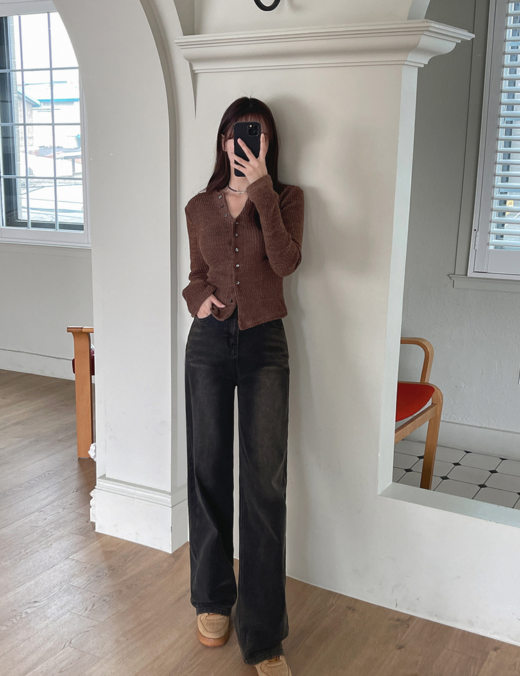 [숏,롱/S~XL/4컬러] 하체커버 워싱 하이웨스트 와이드 데님 팬츠 다크옐로우