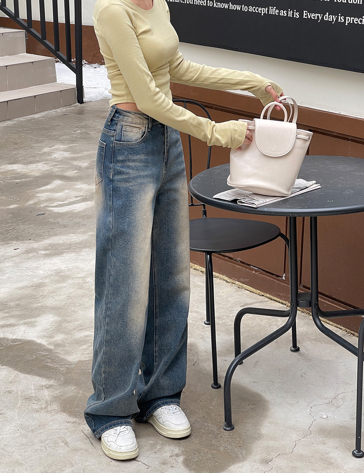 [숏,롱/S~XL/4컬러] 하체커버 워싱 하이웨스트 와이드 데님 팬츠 딥다크