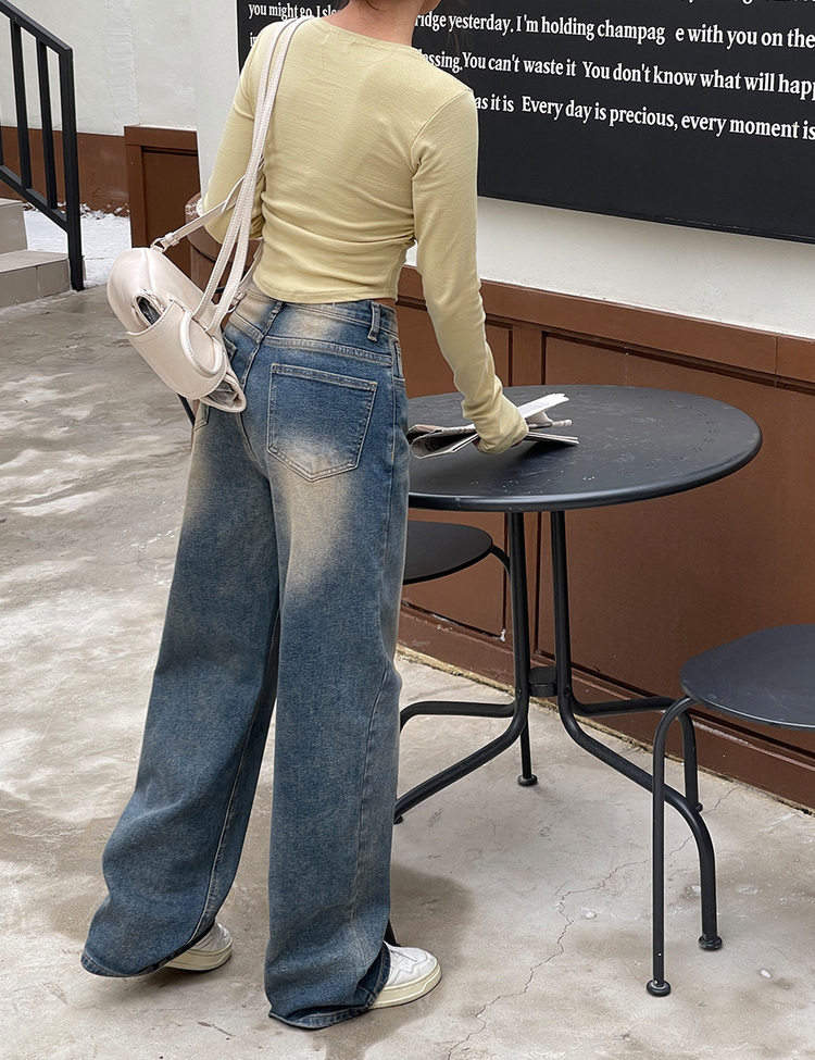 [숏,롱/S~XL/4컬러] 하체커버 워싱 하이웨스트 와이드 데님 팬츠 딥다크