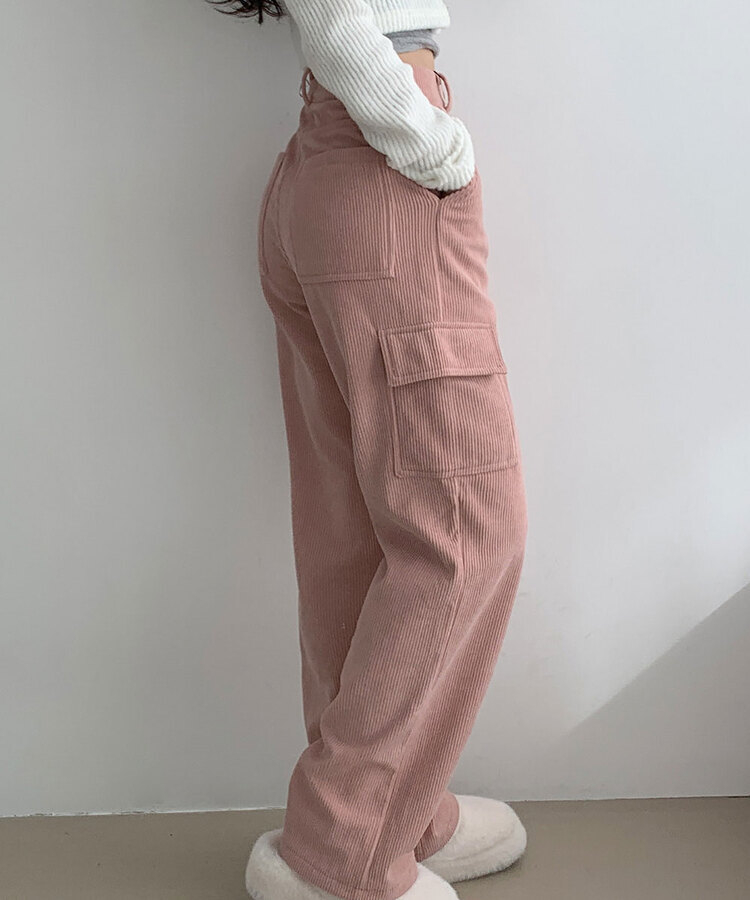 【SHORT/BASIC/LONG 丈別】コーデュロイカーゴワイドパンツ5色 PINK
