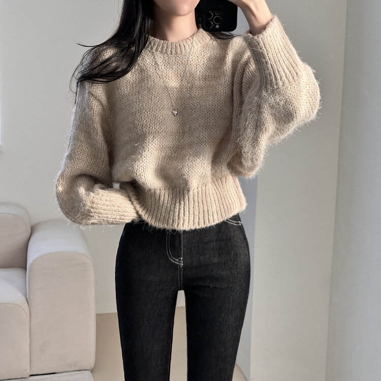 アンゴラ混ニット　JURGEN LEHL ドルマンスリーブ　スリット　Ｖネック JURGEN LEHL ヨーガンレール ネックスリット ウールアンゴラ