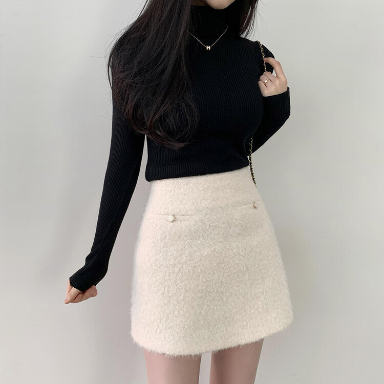 モヘアポケットウィンターミニスカート｜ミニスカート｜韓国
