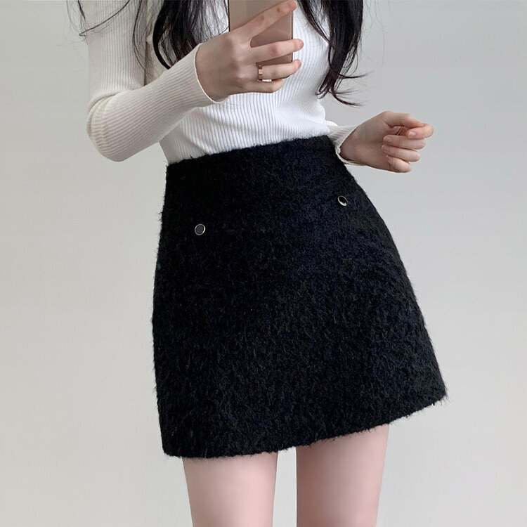 モヘアポケットウィンターミニスカート｜ミニスカート｜韓国