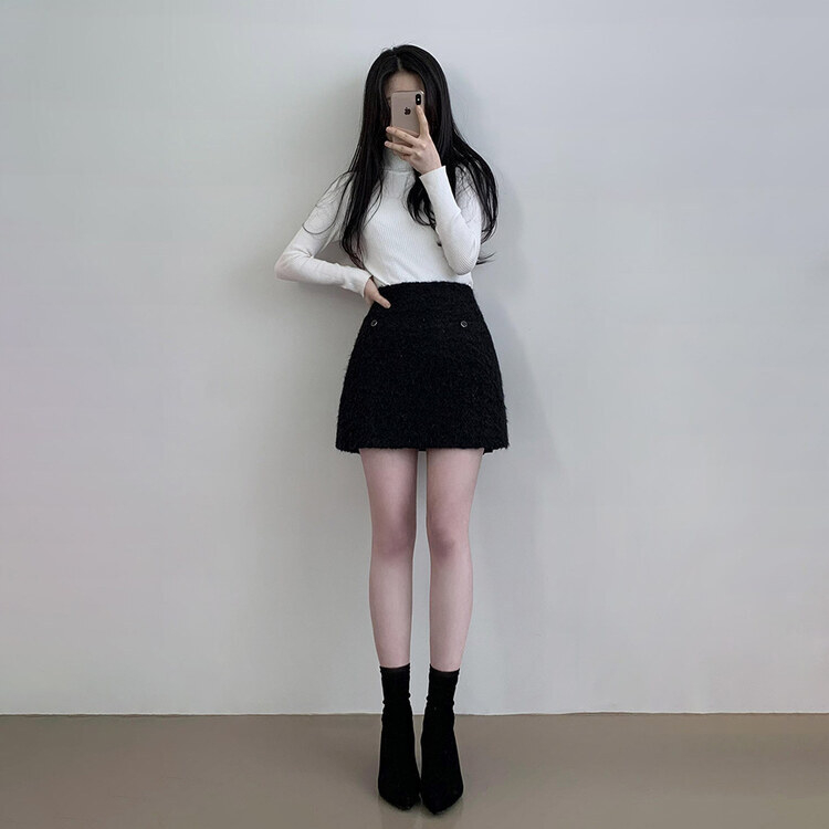 モヘアポケットウィンターミニスカート｜ミニスカート｜韓国