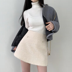 【S MAX MARA】ストーンハウンドトゥース モヘア ミニスカート S MAX MARA】ストーンハウンドトゥース モヘア ミニスカート