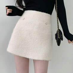 モヘアポケットウィンターミニスカート｜ミニスカート｜韓国