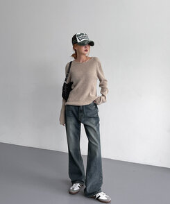 ウォッシングワイドブーツカットデニムパンツ DENIM