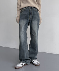 ウォッシングワイドブーツカットデニムパンツ DENIM