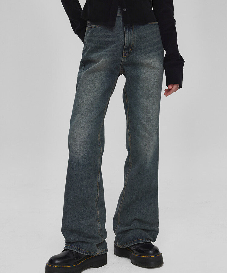 ウォッシングワイドブーツカットデニムパンツ DENIM