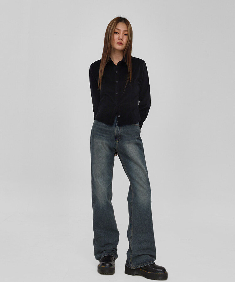 ウォッシングワイドブーツカットデニムパンツ DENIM