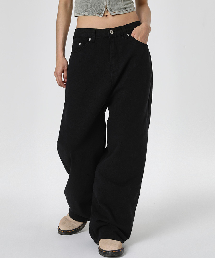 ユニセックスワイドコットンパンツ BLACK