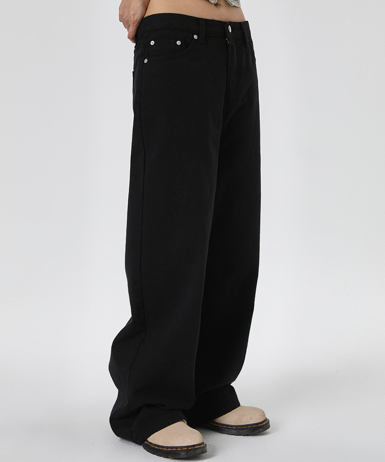 ユニセックスワイドコットンパンツ BLACK