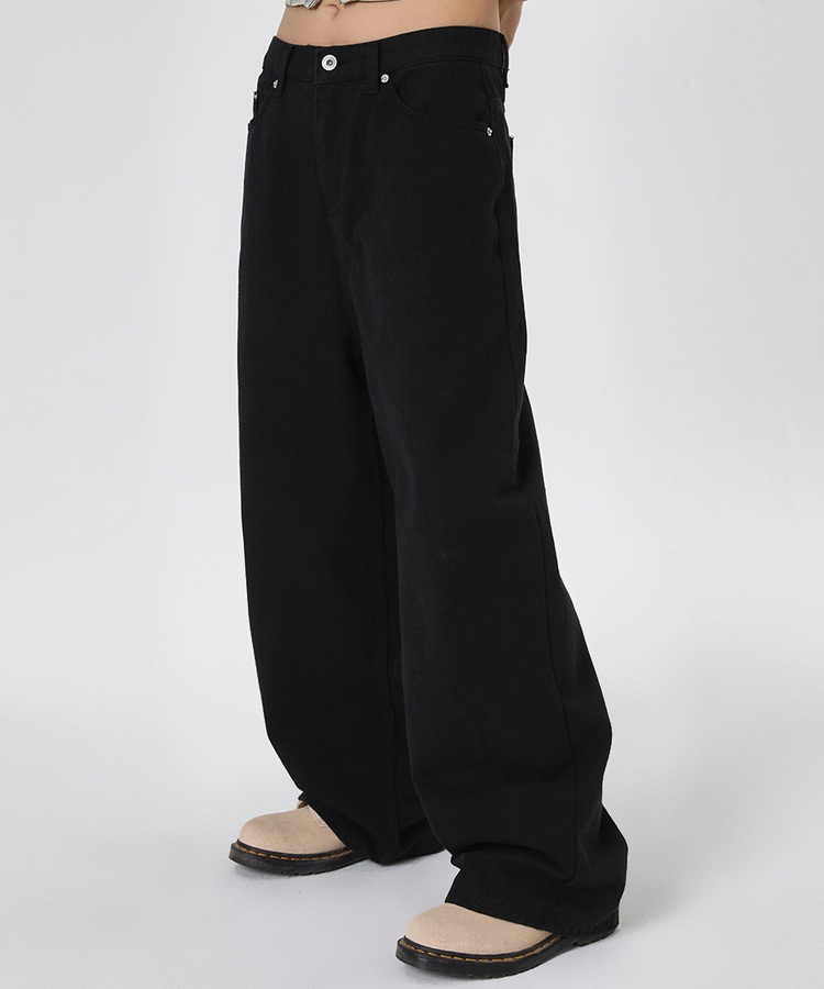 ユニセックスワイドコットンパンツ BLACK