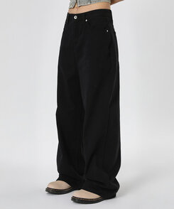 ユニセックスワイドコットンパンツ BLACK
