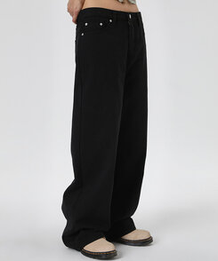 ユニセックスワイドコットンパンツ BLACK