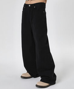 ユニセックスワイドコットンパンツ BLACK